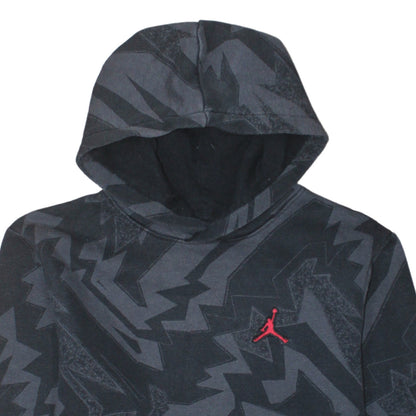 Jordan Boys Black Graphic Pullover Hoodie - Size L Cotton Blend