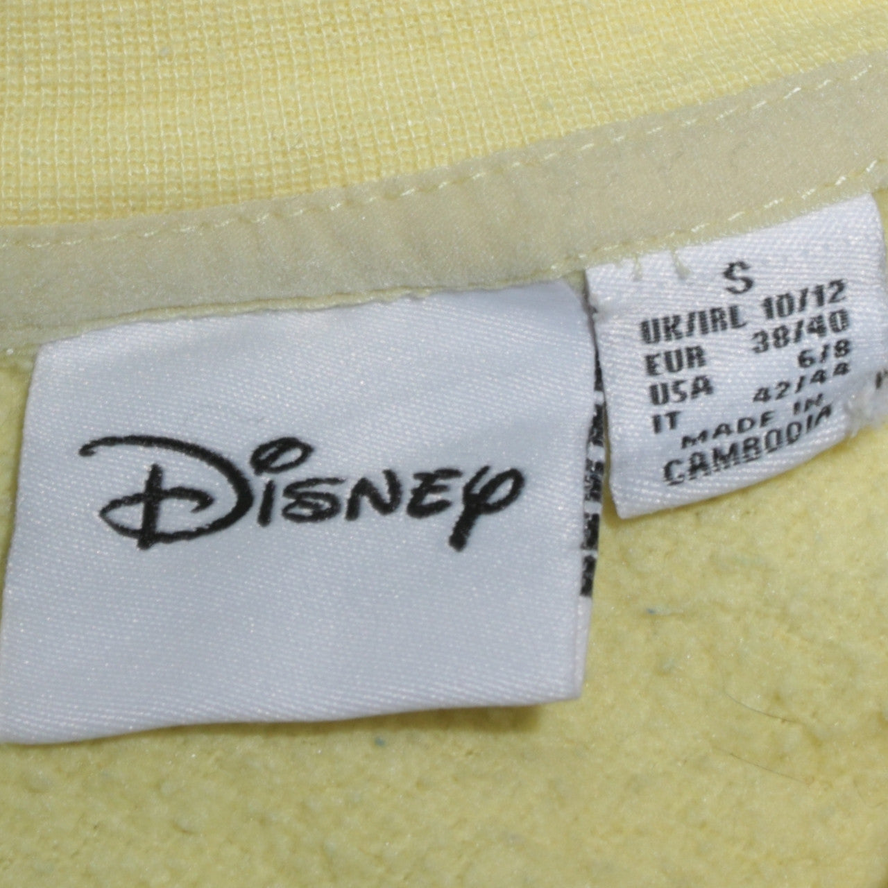 Womens UK Size 10 Disney Yellow Pullover Sweatshirt