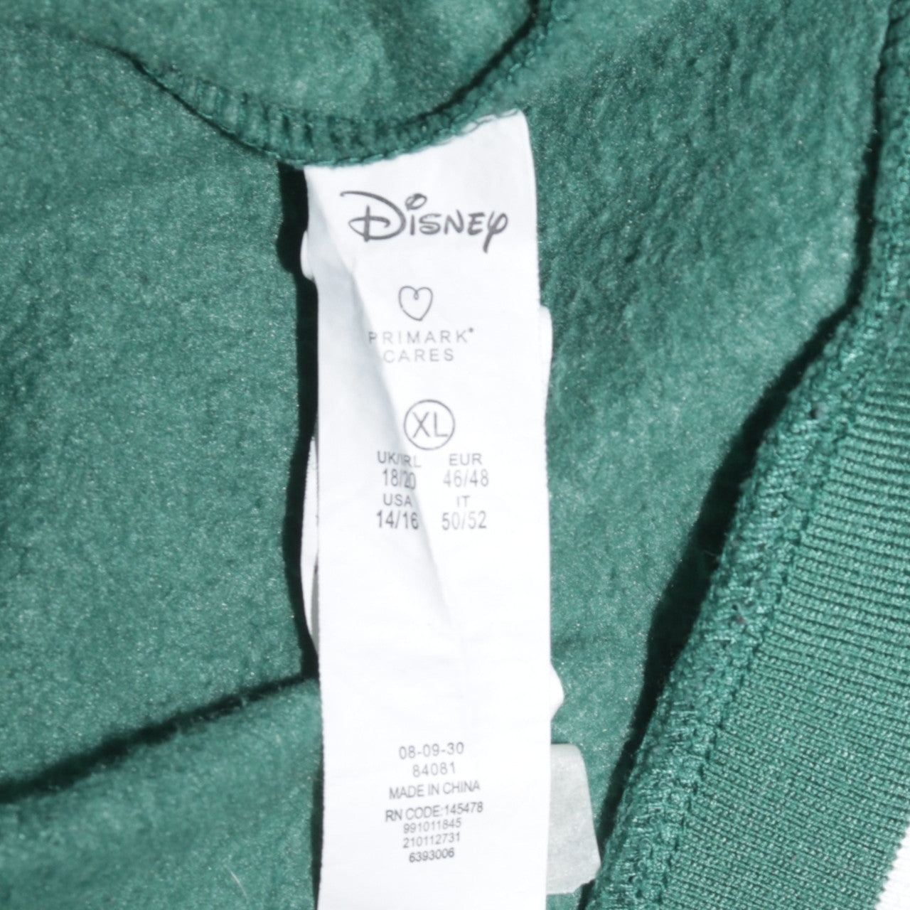Womens UK Size XL Disney Green Pullover Sweatshirt