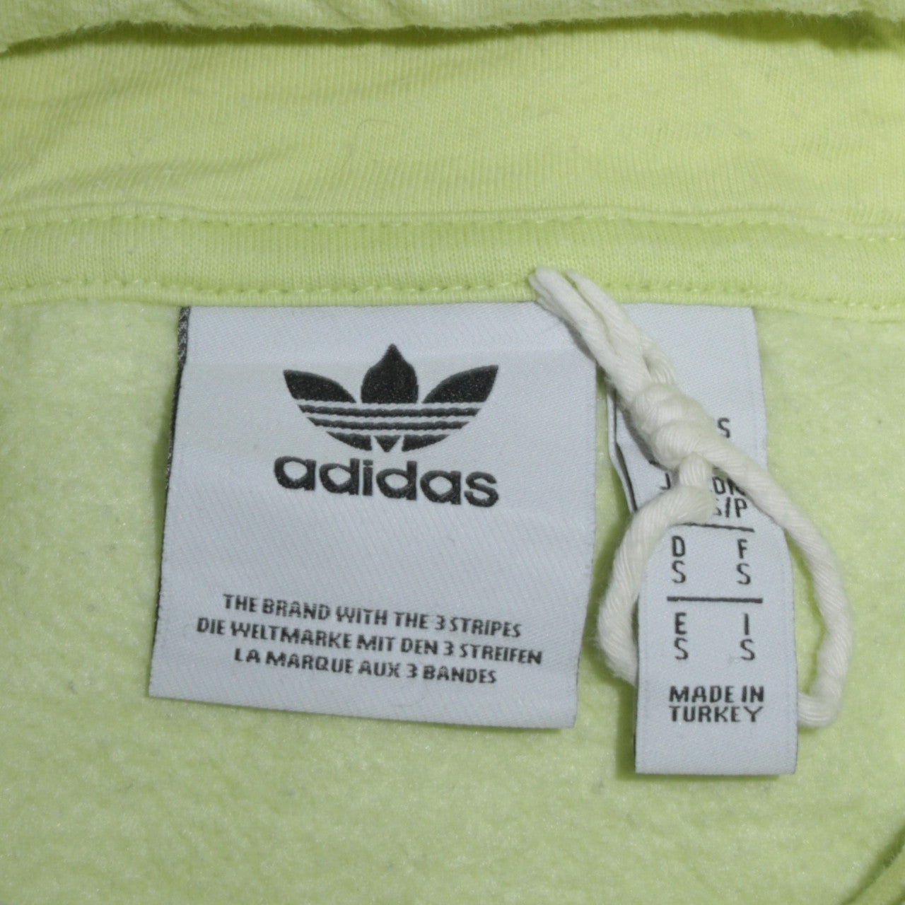 Mens UK Size S adidas Yellow Pullover Hoodie