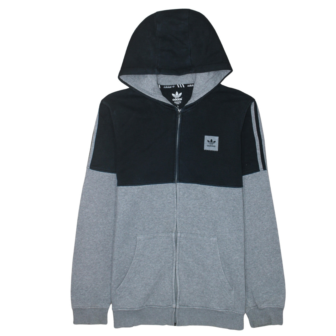 Mens UK Size L adidas Grey Full Zip Hoodie