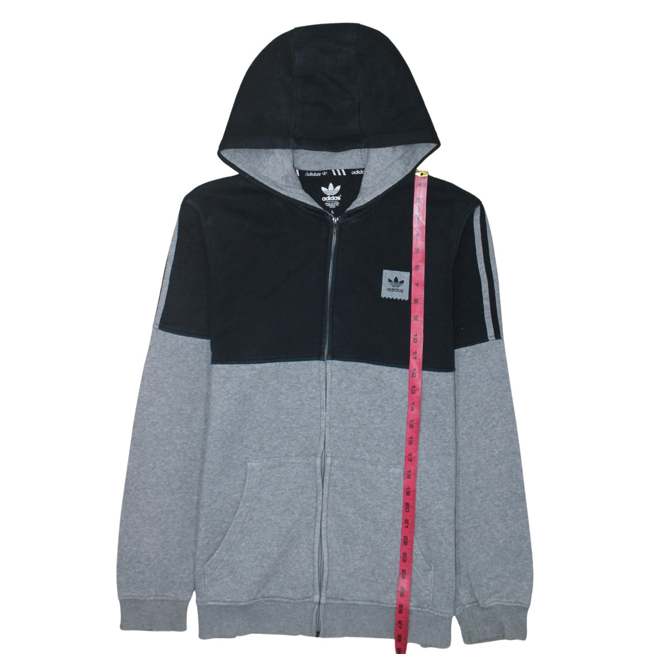 Mens UK Size L adidas Grey Full Zip Hoodie