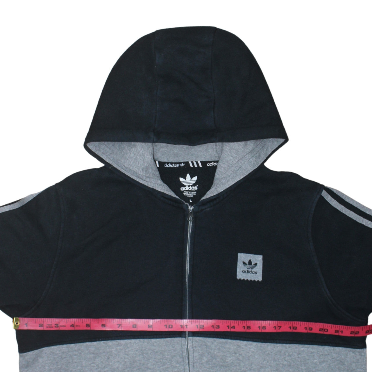 Mens UK Size L adidas Grey Full Zip Hoodie