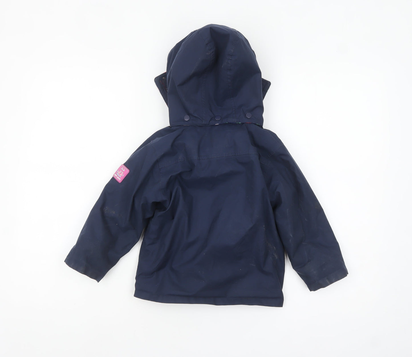 JoJo Maman Bébé Girls Blue Waterproof Hooded Rain Coat 2-3 Years