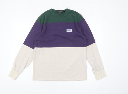 The Hundreds Men's Green Purple Beige Colourblock Cotton Long Sleeve S