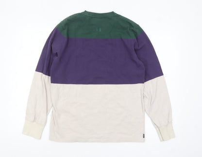 The Hundreds Men's Green Purple Beige Colourblock Cotton Long Sleeve S