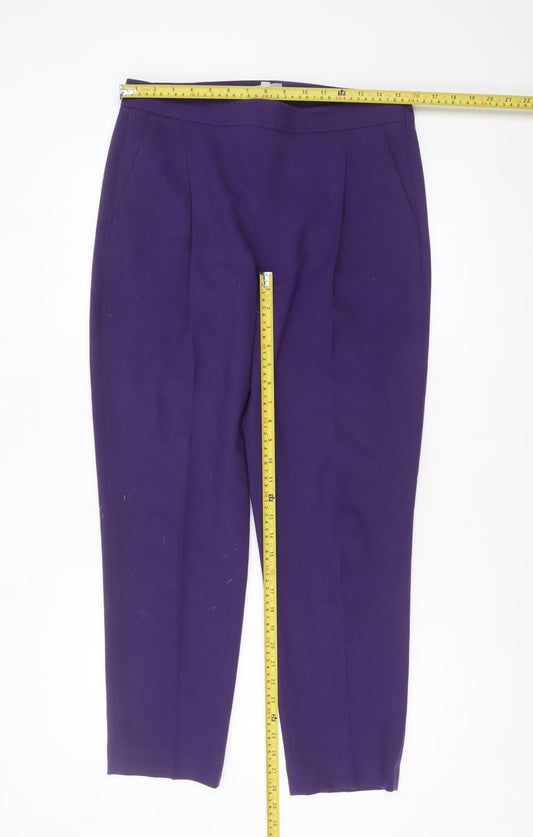 Jigsaw Women's Purple Wool Blend Tailored Tapered Trousers Size 12