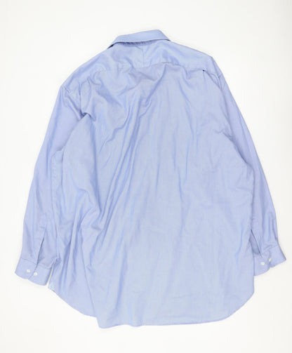 Brook Taverner Men's Blue Striped Non-Iron Cotton Button-Up Shirt Size 20