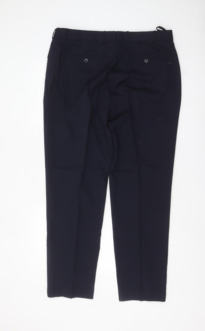 Mens UK Size 18 Hunter Regular Fit Workwear Business Blue Trousers