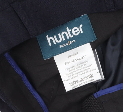 Mens UK Size 18 Hunter Regular Fit Workwear Business Blue Trousers