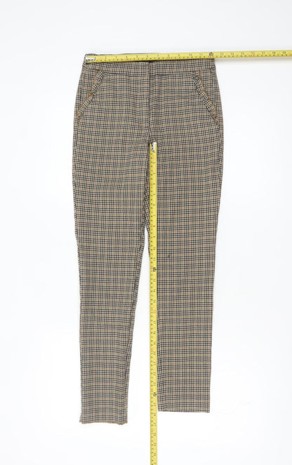 Zara Basic Women's Beige Check Slim Trousers XS