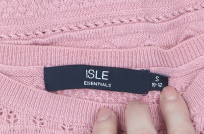 Isle Essentials Women’s Pink Knit Pullover Jumper Size S 10-12