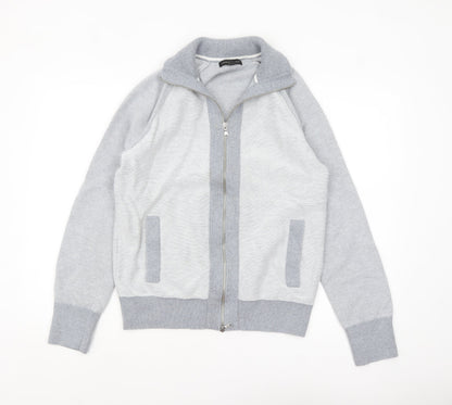 Banana Republic Men's Grey Full Zip Knit Jumper Medium