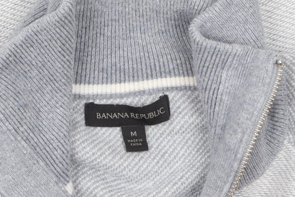 Banana Republic Men's Grey Full Zip Knit Jumper Medium