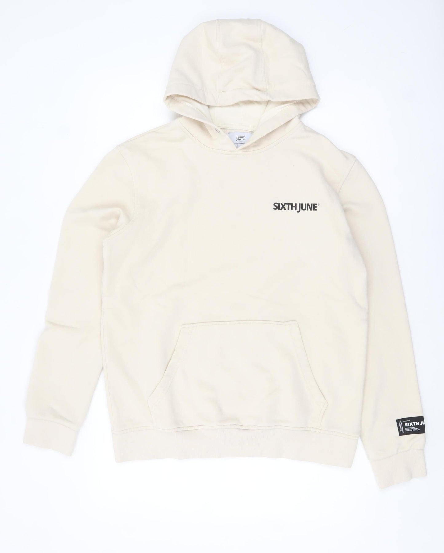 Mens UK Size M Sixth June Beige Pullover Hoodie