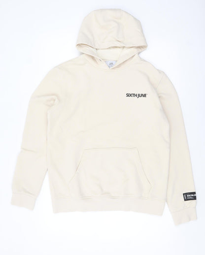 Mens UK Size M Sixth June Beige Pullover Hoodie