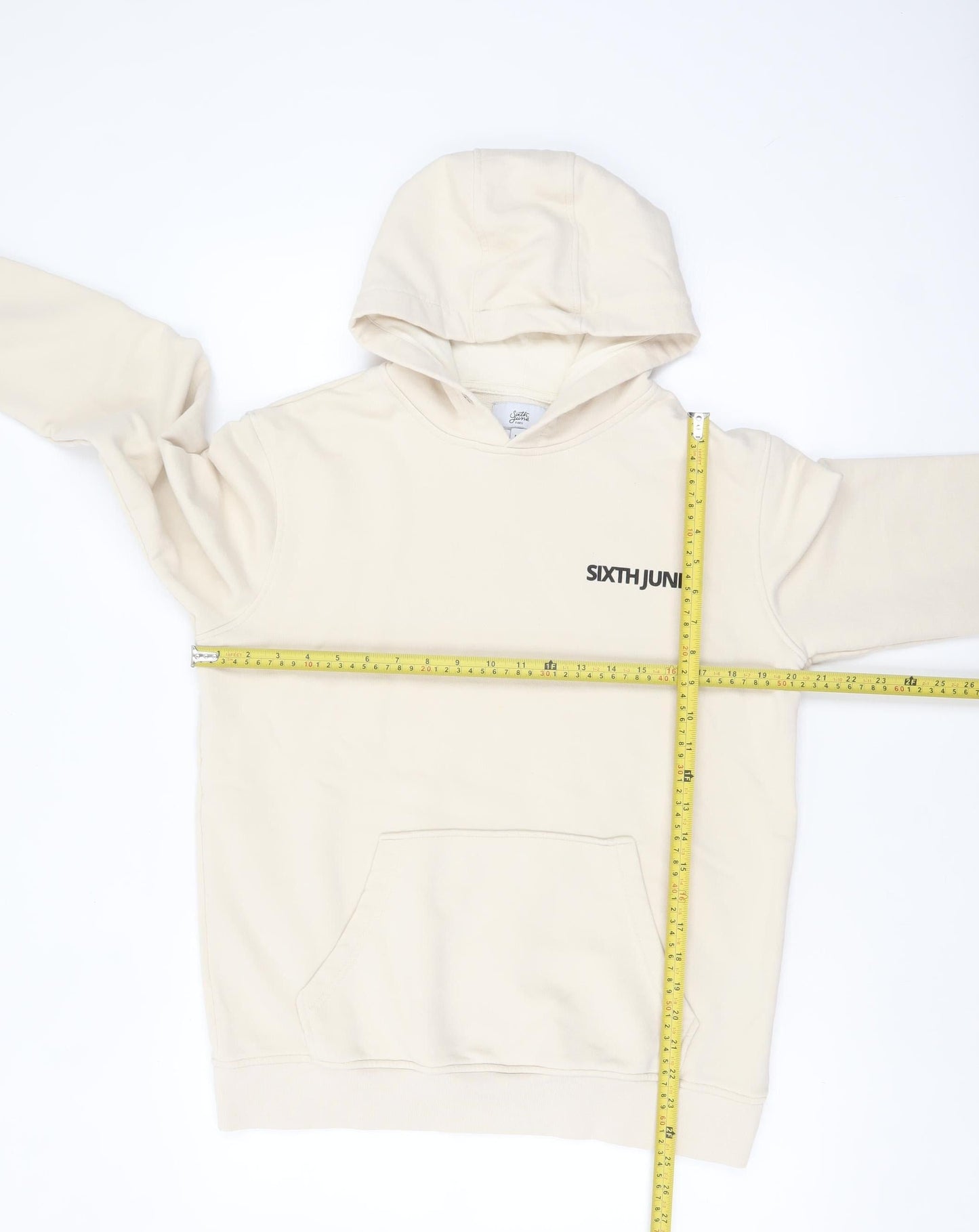 Mens UK Size M Sixth June Beige Pullover Hoodie