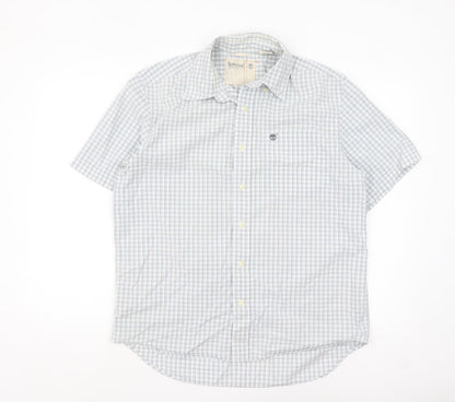 Timberland Men's Blue Check Short Sleeve Button Up Shirt M