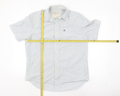 Timberland Men's Blue Check Short Sleeve Button Up Shirt M
