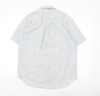 Timberland Men's Blue Check Short Sleeve Button Up Shirt M