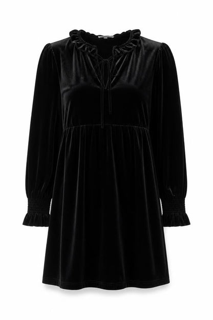 EMXEE Women’s Black Velvet Shift Dress Size 12 Long Sleeve Party Style