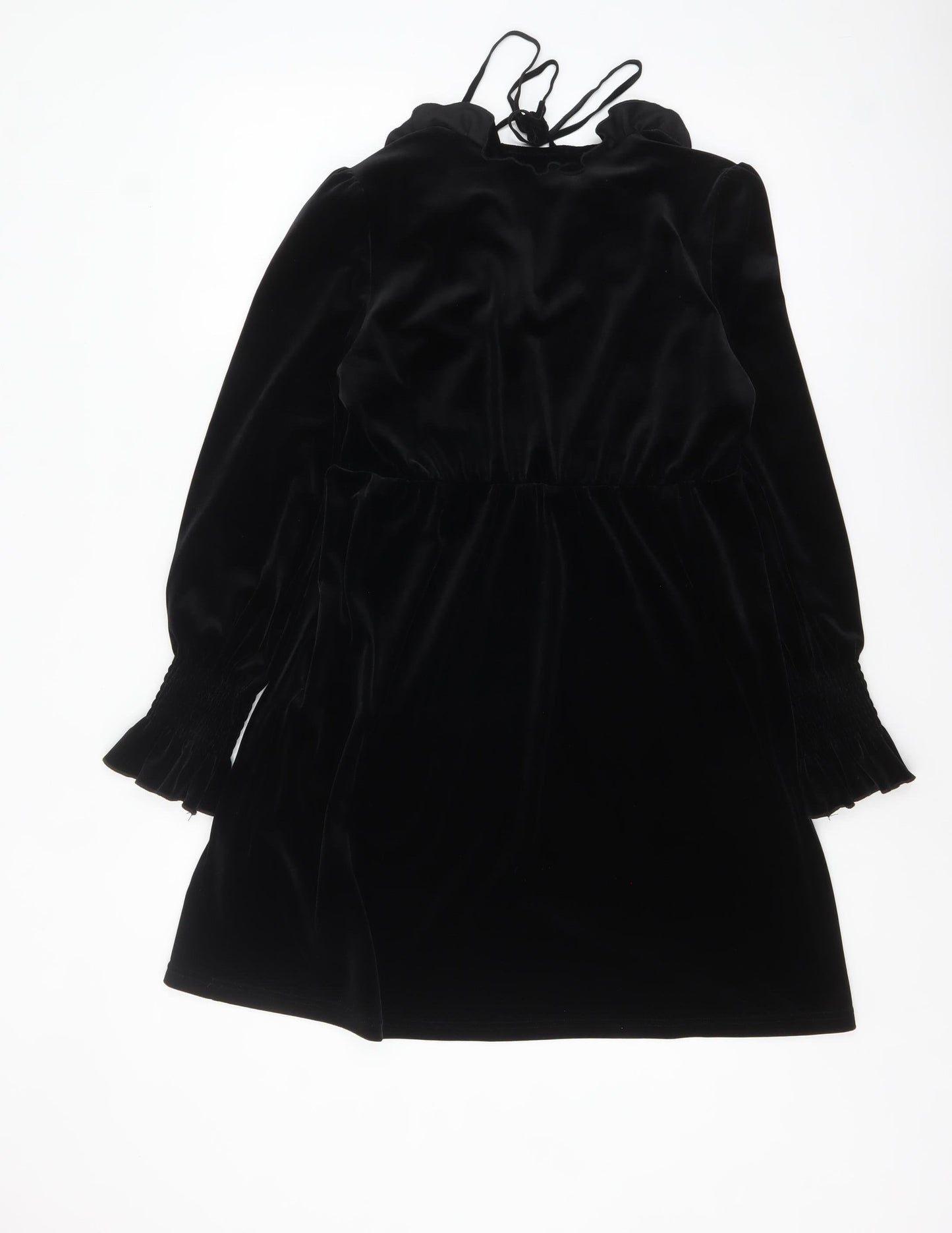 EMXEE Women’s Black Velvet Shift Dress Size 12 Long Sleeve Party Style