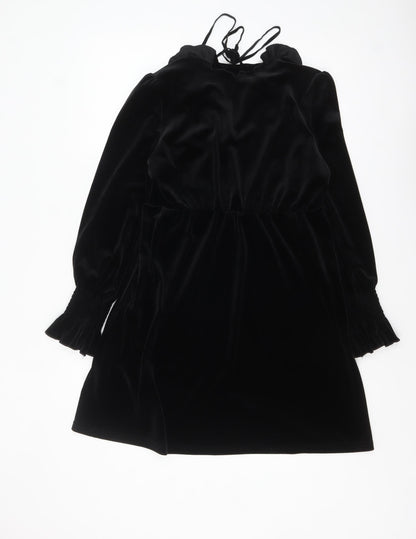 EMXEE Women’s Black Velvet Shift Dress Size 12 Long Sleeve Party Style