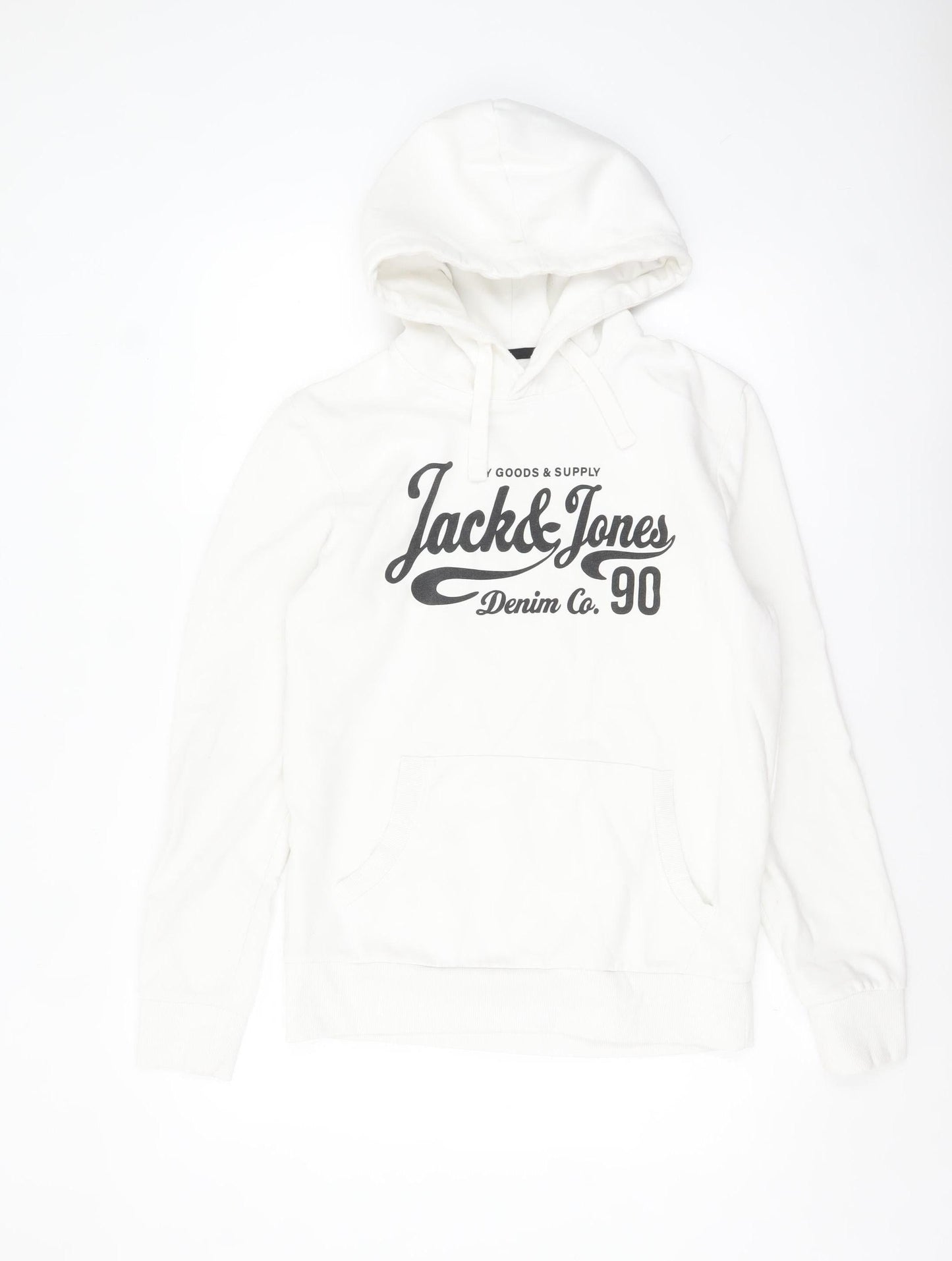 Mens UK Size M JACK & JONES White Pullover Hoodie