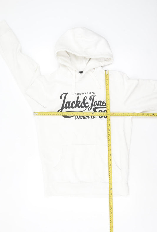 Mens UK Size M JACK & JONES White Pullover Hoodie