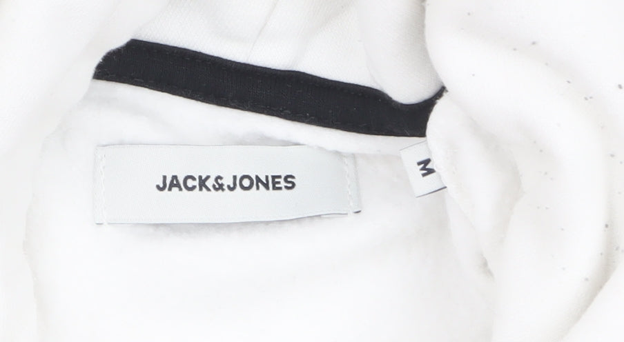 Mens UK Size M JACK & JONES White Pullover Hoodie
