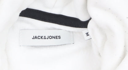 Mens UK Size M JACK & JONES White Pullover Hoodie