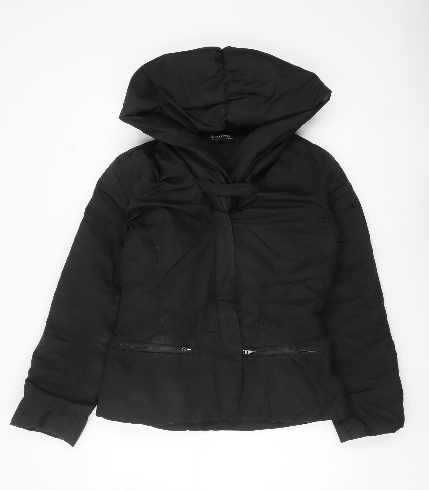 Womens UK Size L Coffee Shop Black Puffer Jacket