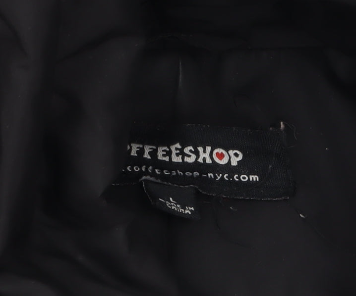 Womens UK Size L Coffee Shop Black Puffer Jacket
