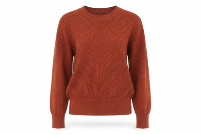Front view of Only Women's Brown Knit Crew Neck jumper, size S