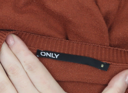 ONLY Women's Brown Knit Crew Neck Pullover Jumper Size S