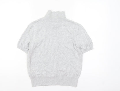 Marks and Spencer Women's Grey Collared Short Sleeve Knit Jumper Size 8