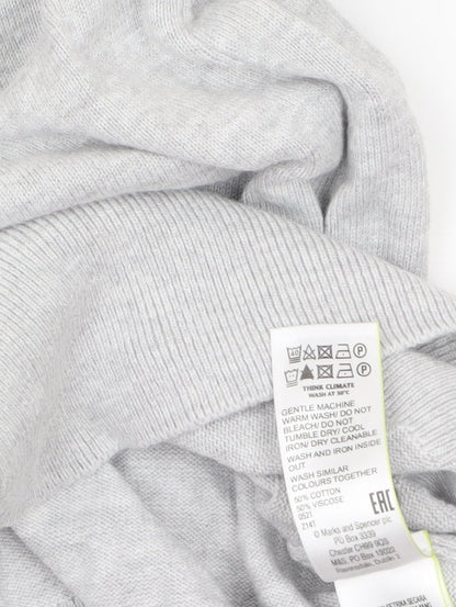 Marks and Spencer Women's Grey Collared Short Sleeve Knit Jumper Size 8