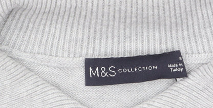 Marks and Spencer Women's Grey Collared Short Sleeve Knit Jumper Size 8