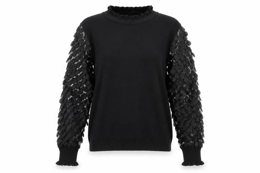 Quiz Women's Black Puff Sleeve High Neck Pullover Jumper M