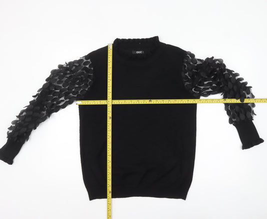 Quiz Women's Black Puff Sleeve High Neck Pullover Jumper M