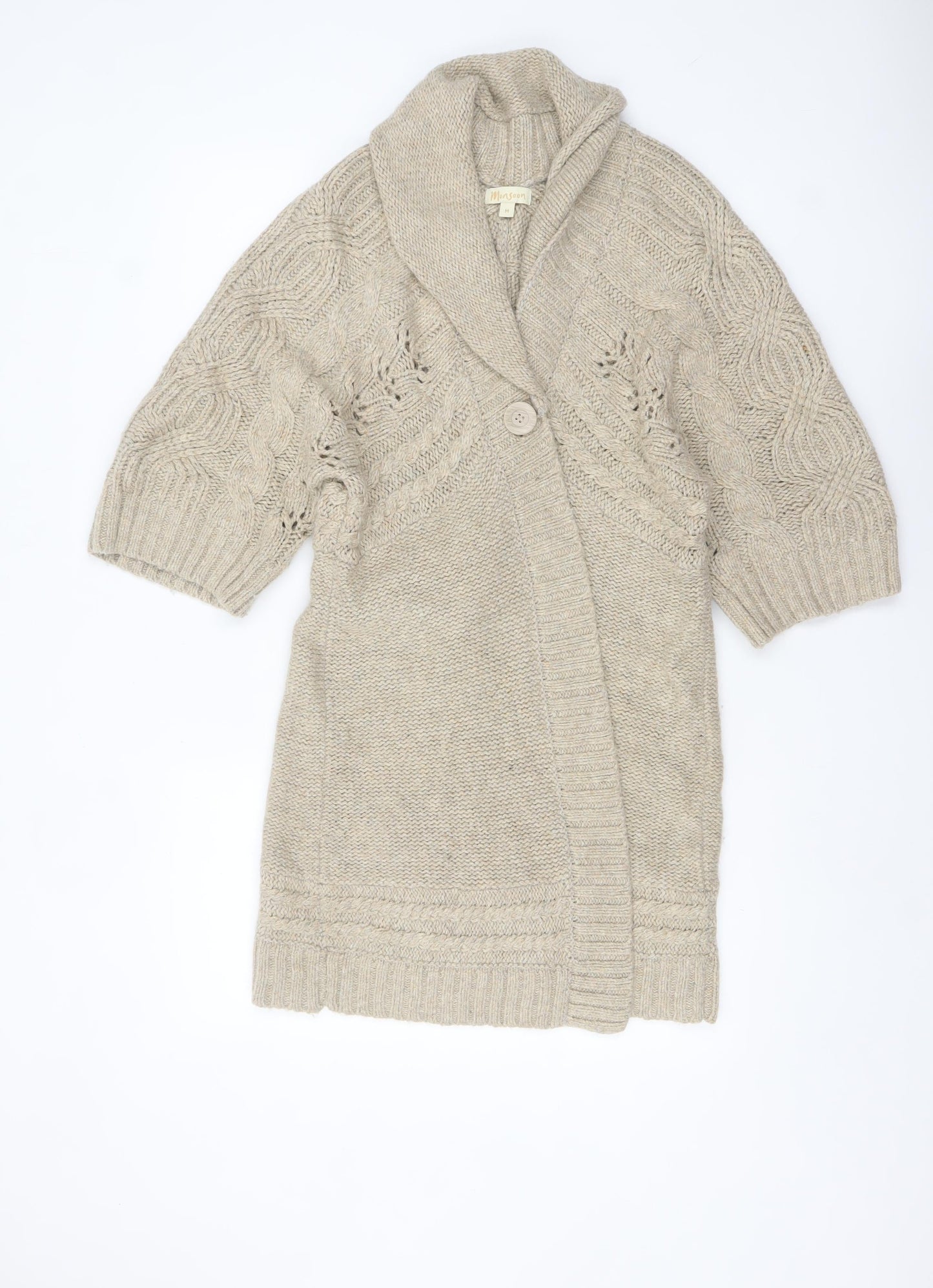 Womens UK Size M Monsoon Beige Cardigan Jumper