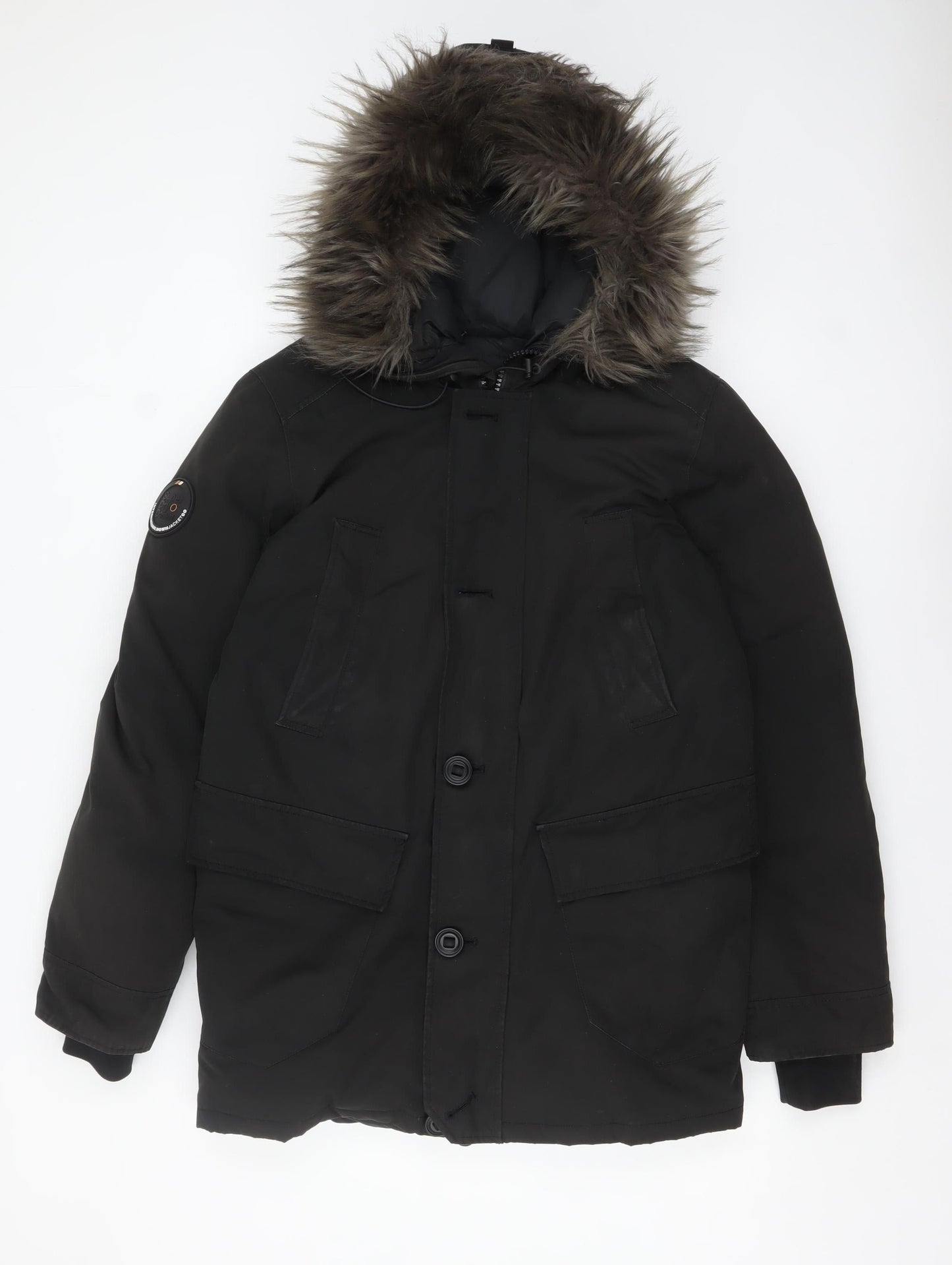 Womens UK Size S Superdry Black Parka Coat