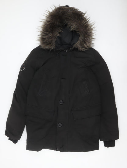 Womens UK Size S Superdry Black Parka Coat