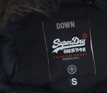 Womens UK Size S Superdry Black Parka Coat