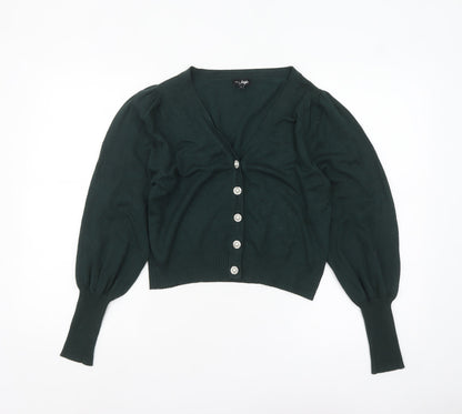 Pour Moi Women Green V-Neck Button Cardigan Size 12