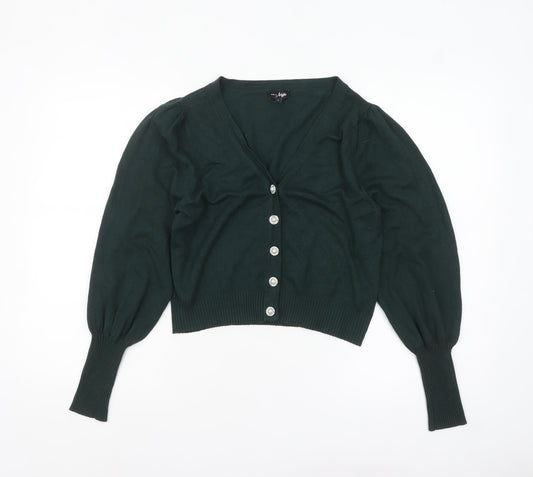Pour Moi Women Green V-Neck Button Cardigan Size 12