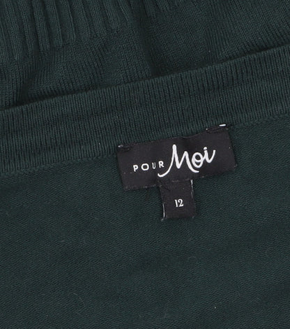 Pour Moi Women Green V-Neck Button Cardigan Size 12