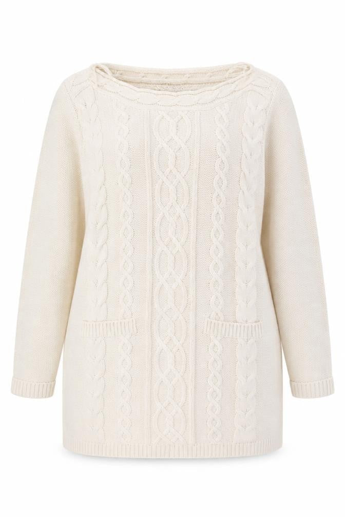BHS Women Ivory Cable-Knit Acrylic Long Sleeve Jumper Size 18