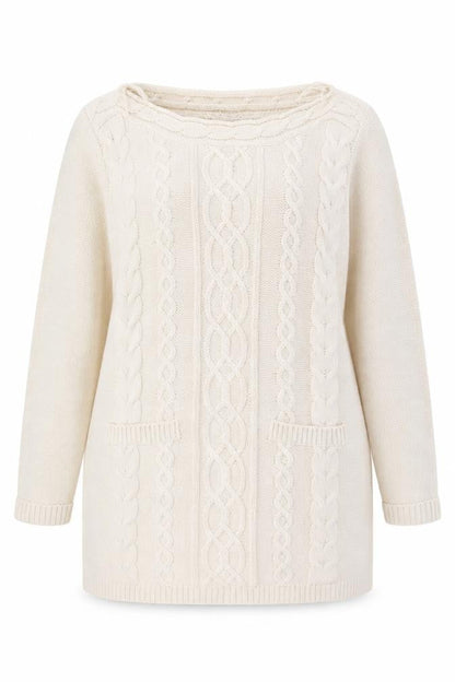 BHS Women Ivory Cable-Knit Acrylic Long Sleeve Jumper Size 18