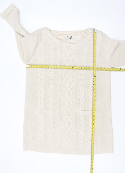 BHS Women Ivory Cable-Knit Acrylic Long Sleeve Jumper Size 18